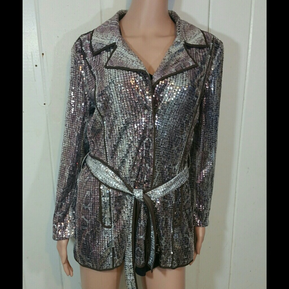 Chicos Sequin Snake Print Jacket